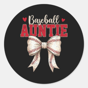 Bysebyll Auntie Coquette Bow Game Day Mothers Day  Classic Round Sticker