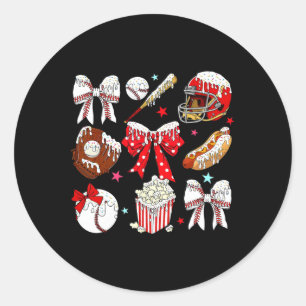 Bysebyll Coquette Bow Drip Game Day Bysebyll Mama Classic Round Sticker