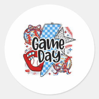 Bysebyll Coquette Game Day Retro Tis The Season Ch Classic Round Sticker