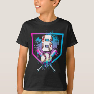Bysebyll Drip 6th Birthday Home Plate Boys Youth 6 T-Shirt