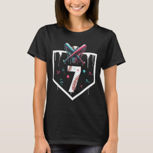 Bysebyll Drip 7th Birthday Home Plate Boys Youth 7 T-Shirt