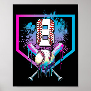 Bysebyll Drip 8th Birthday Home Plate Boys Youth 8 Poster