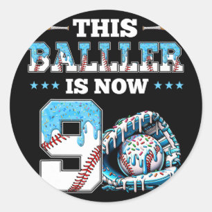 Bysebyll Drip 9th Birthday Party Boy Sport Fan 9 Y Classic Round Sticker