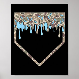Bysebyll Drip Camo Bysebyll Home Plate Boys Sports Poster