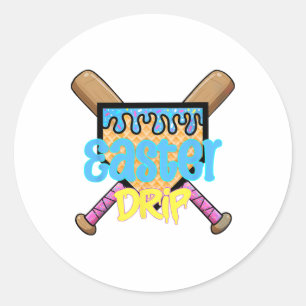 Bysebyll Easter Home Plate Byt Ice Cream Drip Happ Classic Round Sticker