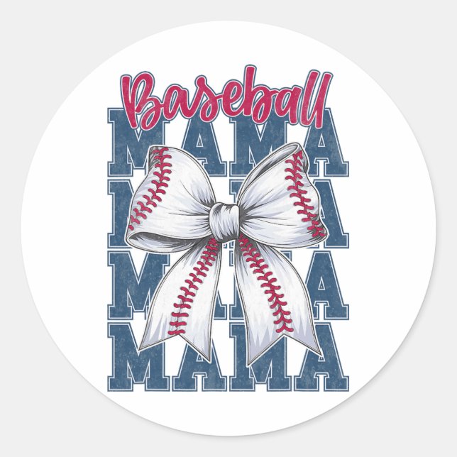 Bysebyll Mama Coquette Bow Game Day Bysebyll Mum M Classic Round Sticker (Front)