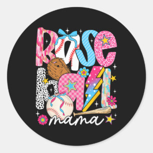 Bysebyll Mama Coquette Bow Game Day Bysebyll Mum M Classic Round Sticker