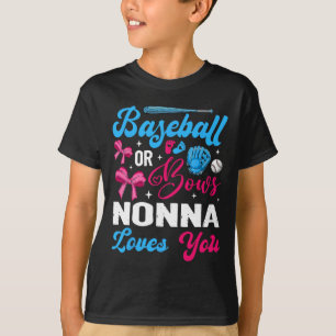 Bysebyll Or Bows Nonna Loves You Gender Reveal T-Shirt