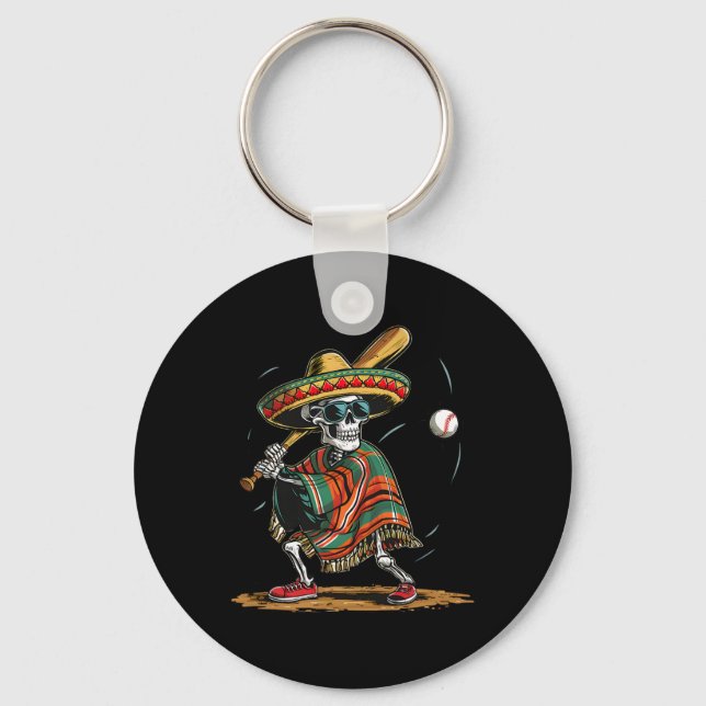 Bysebyll Skeleton Mexican Sombrero Cinco De Mayo 1 Key Ring (Front)