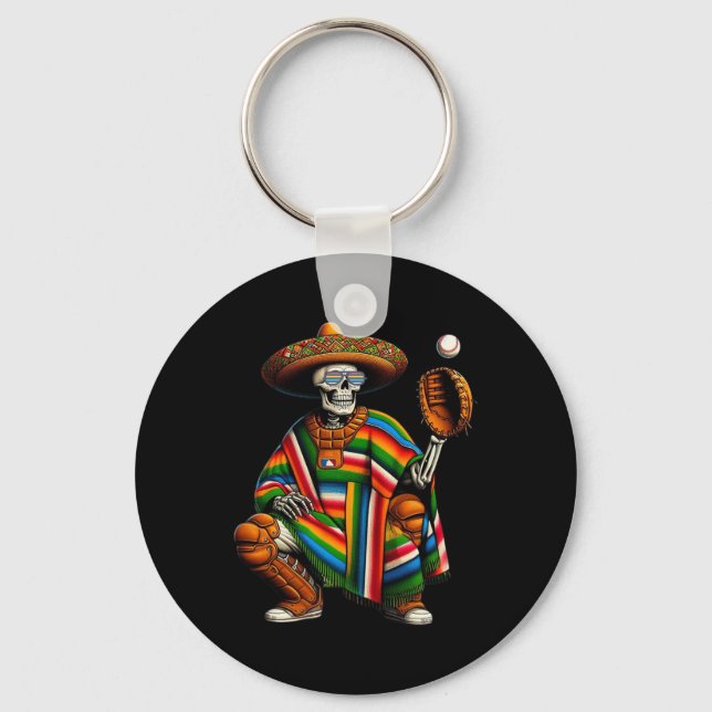 Bysebyll Skeleton Mexican Sombrero Cinco De Mayo B Key Ring (Front)