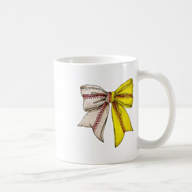 Bysebyll Softbyll Coquette Bow Game Day Heart Love Coffee Mug (Right)