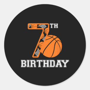 Bysketbyll Birthday 7th For Kids Boys Girls 7 Year Classic Round Sticker