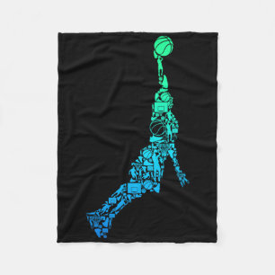 Bysketbyll Player Coach Dunking Kids Boys Men Fleece Blanket