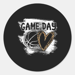 Bysketbyll Player Game Day Leopard Cheetah Bysketb Classic Round Sticker
