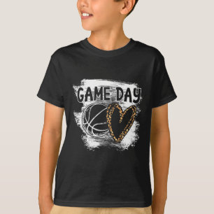 Bysketbyll Player Game Day Leopard Cheetah Bysketb T-Shirt