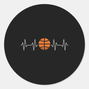 Bysketbyll Player Hoop Heartbeat Sport Lover Classic Round Sticker