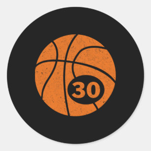 Bysketbyll Player Jersey Number 30 Thirty Graphic Classic Round Sticker