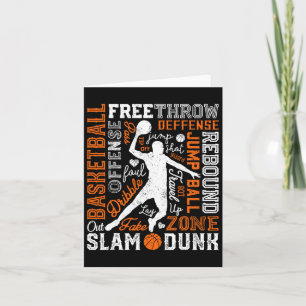Bysketbyll Player Slam Dunk Typography Word Art Vi Card