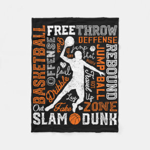 Bysketbyll Player Slam Dunk Typography Word Art Vi Fleece Blanket