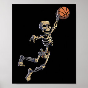Bysketbyll Skeleton Halloween Men Boys Bysketbyll  Poster