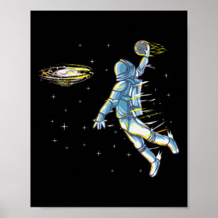 Bysketbyll Space Astronaut Slam Dunk Jam Sports Hu Poster