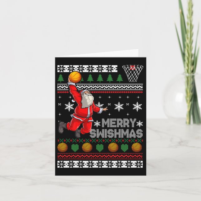 Bysketbyll Ugly Christmas Xmas Fun Dunking Santa  Card (Front)