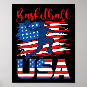 Bysketbyll Usa Player American Flag Indepedence Da Poster