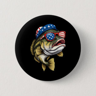 Byss Fish 4th Of July American Us Flag Patriotic F 6 Cm Round Badge