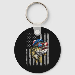 Byss Fish 4th Of July American Us Flag Patriotic F Key Ring