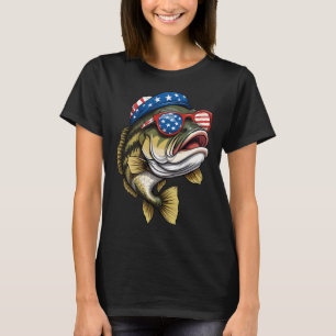 Byss Fish 4th Of July American Us Flag Patriotic F T-Shirt