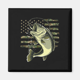 Byss Fish Fishing Usa American Flag Camouflage Fis Magnet