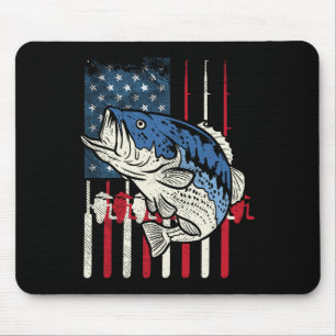 Byss Fish Us American Flag Patriotic Fishing Fishe Mouse Pad