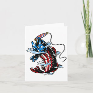 Byss Fishing American Flag Fish Funny Fathers Day Card