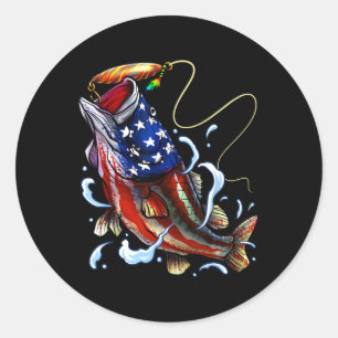 Byss Fishing Fish American Flag Dad Father Fourth Classic Round Sticker