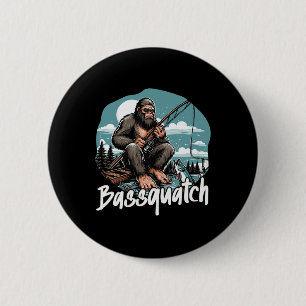 Byssquatch! Funny Fishing Outdoor Retro Fisherman  6 Cm Round Badge
