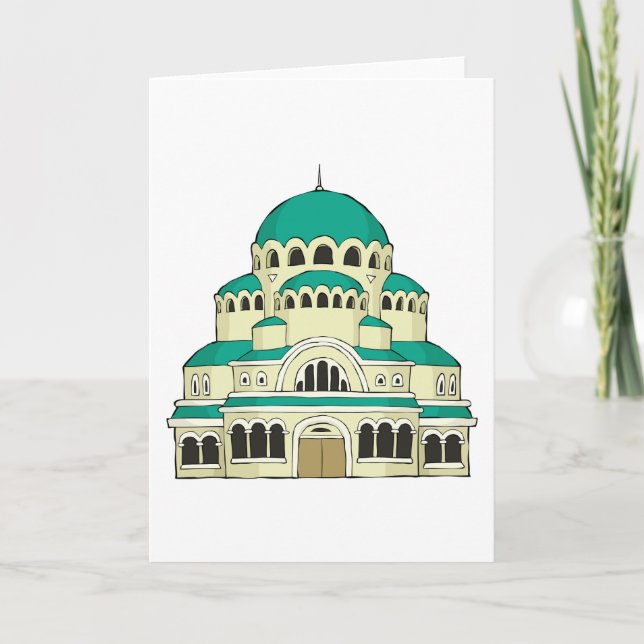 Byzantine Architecture Teal Dome Cathedral Card (Front)