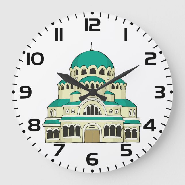 Byzantine Architecture Teal Dome Cathedral Large Clock (Front)