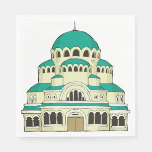 Byzantine Architecture Teal Dome Cathedral Napkin