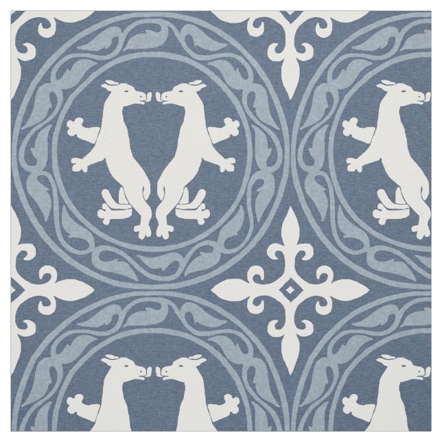 Byzantine Beasts Blue and White Fabric (Swatch)