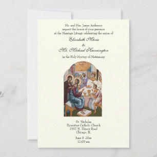 Byzantine Catholic  Ivory Wedding Reception Combo Invitation