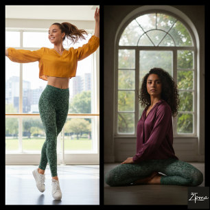 Byzantine Christ Icon - green Leggings