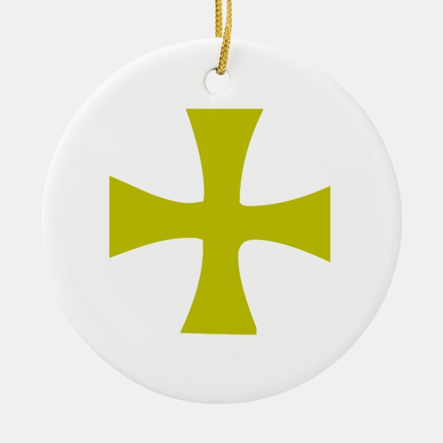 Byzantine Cross of Gold Ceramic Tree Decoration (Front)