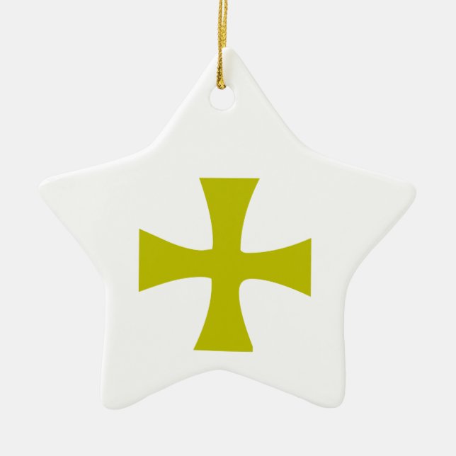 Byzantine Cross of Gold Ceramic Tree Decoration (Front)