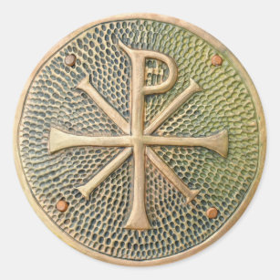 Byzantine cross symbol metal medallion history anc classic round sticker