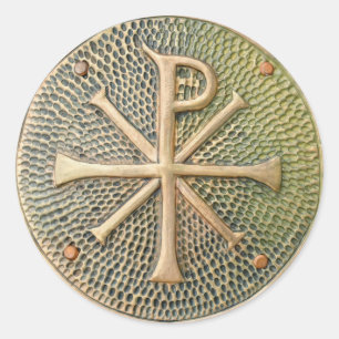 Byzantine cross symbol metal medallion history anc classic round sticker