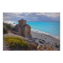 Byzantine-era Chapel at a beach on Crete, Greece