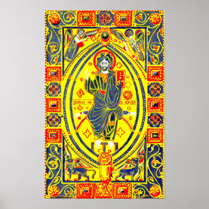 Byzantine folk art Jesus Poster