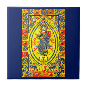 Byzantine folk art Jesus Tile