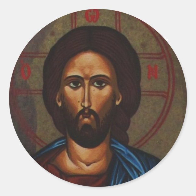 Byzantine Greek Orthodox Icon JESUS CHRIST Classic Round Sticker (Front)