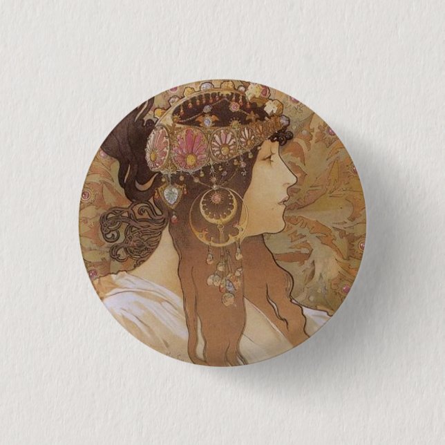 Byzantine Head: Brunette 3 Cm Round Badge (Front)